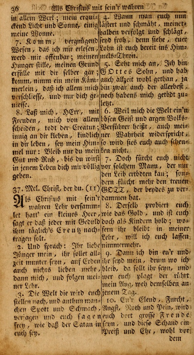 Das Kleine Davidische Psalterspiel der Kinder Zions: von alten und neuen auserlesenen Geistes-Gesängen allen wahren heils-begierigen säuglingen der weisheit, infonderheit aber denen Gemeinden ... page 36