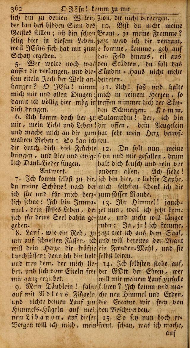 Das Kleine Davidische Psalterspiel der Kinder Zions: von alten und neuen auserlesenen Geistes-Gesängen allen wahren heils-begierigen säuglingen der weisheit, infonderheit aber denen Gemeinden ... page 362