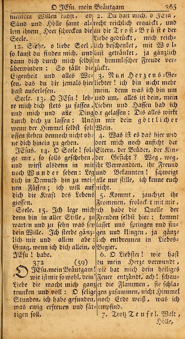 Das Kleine Davidische Psalterspiel der Kinder Zions: von alten und neuen auserlesenen Geistes-Gesängen allen wahren heils-begierigen säuglingen der weisheit, infonderheit aber denen Gemeinden ... page 365