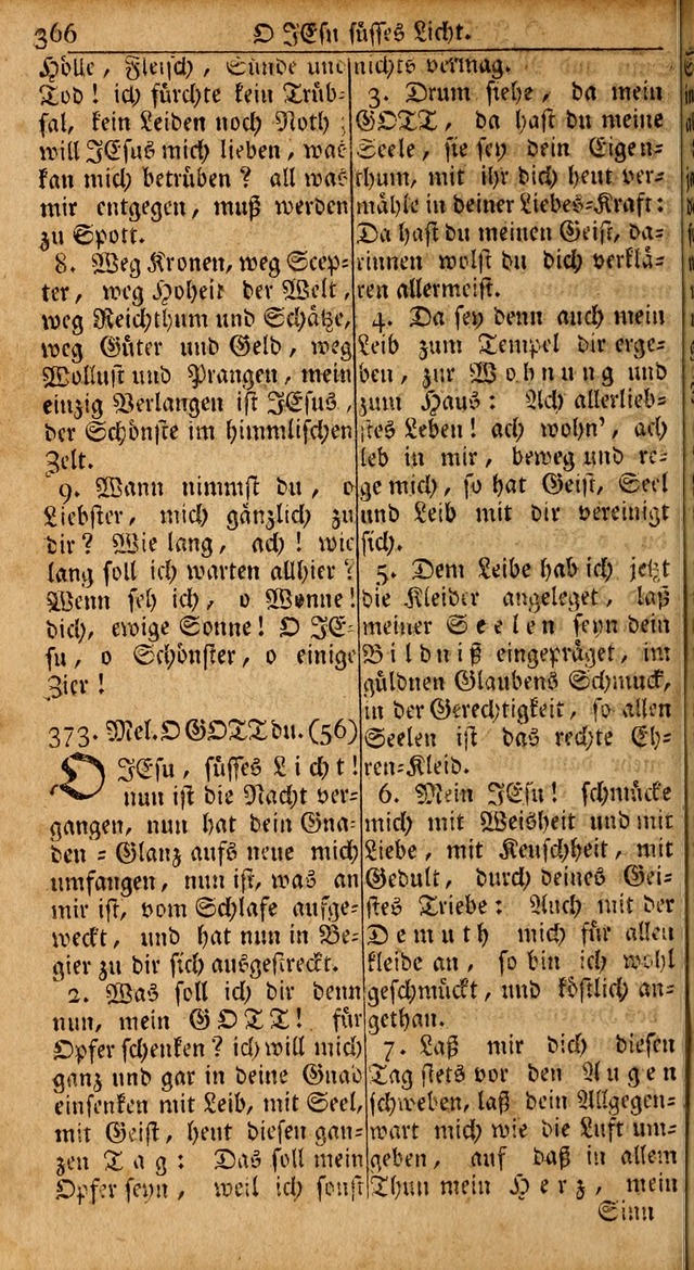 Das Kleine Davidische Psalterspiel der Kinder Zions: von alten und neuen auserlesenen Geistes-Gesängen allen wahren heils-begierigen säuglingen der weisheit, infonderheit aber denen Gemeinden ... page 366