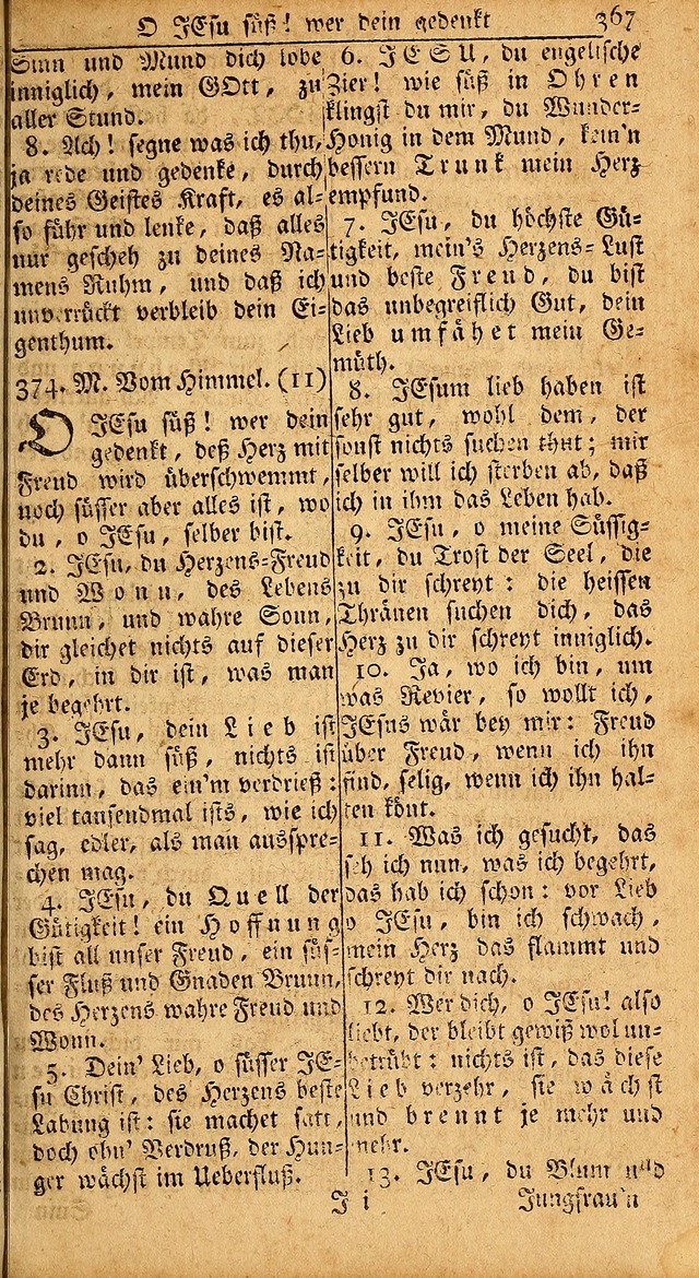 Das Kleine Davidische Psalterspiel der Kinder Zions: von alten und neuen auserlesenen Geistes-Gesängen allen wahren heils-begierigen säuglingen der weisheit, infonderheit aber denen Gemeinden ... page 367