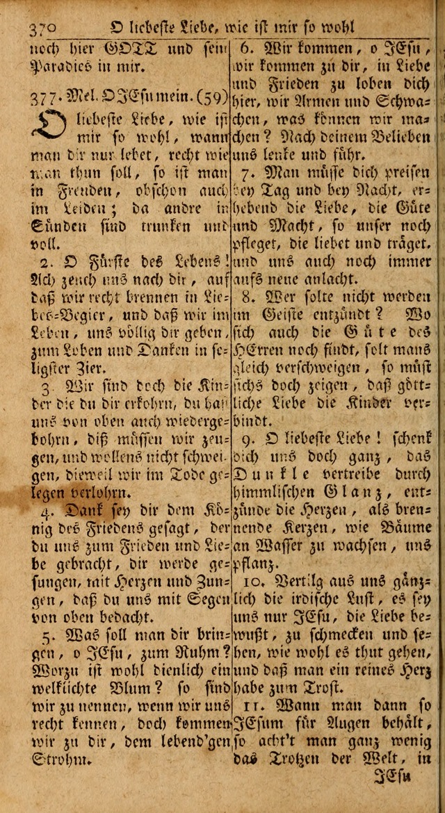 Das Kleine Davidische Psalterspiel der Kinder Zions: von alten und neuen auserlesenen Geistes-Gesängen allen wahren heils-begierigen säuglingen der weisheit, infonderheit aber denen Gemeinden ... page 370