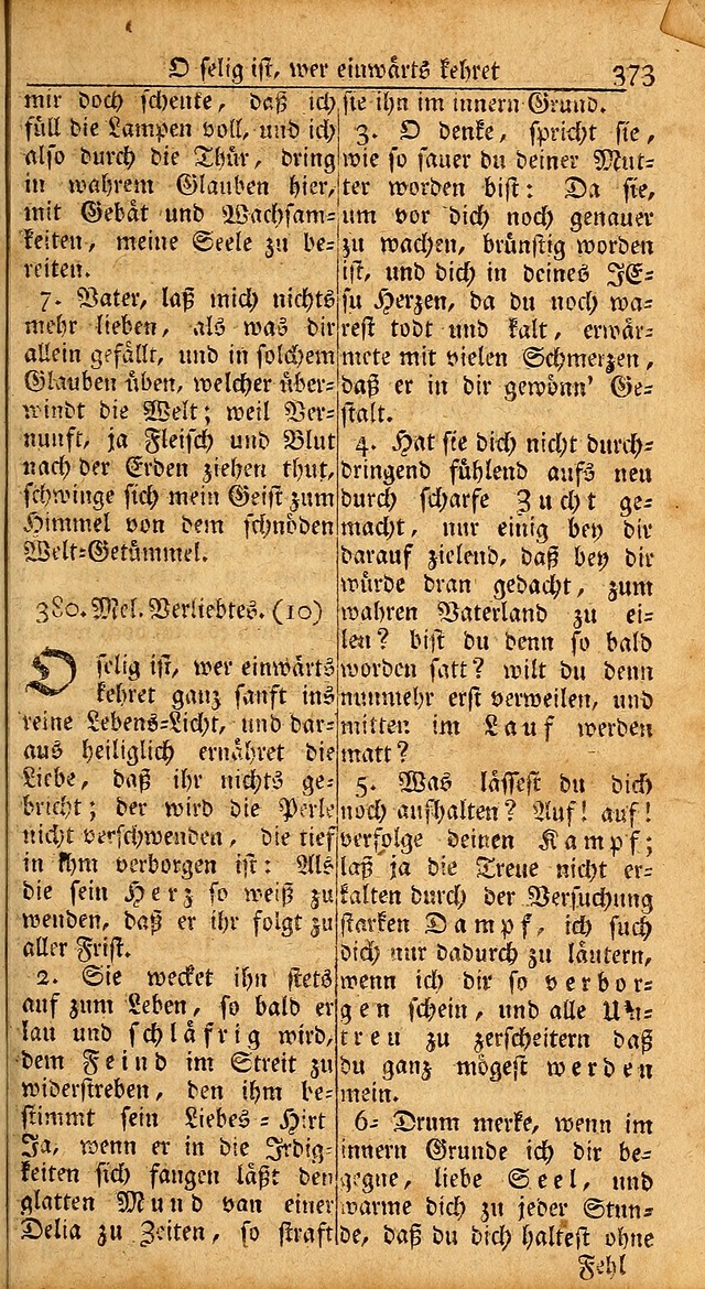 Das Kleine Davidische Psalterspiel der Kinder Zions: von alten und neuen auserlesenen Geistes-Gesängen allen wahren heils-begierigen säuglingen der weisheit, infonderheit aber denen Gemeinden ... page 373