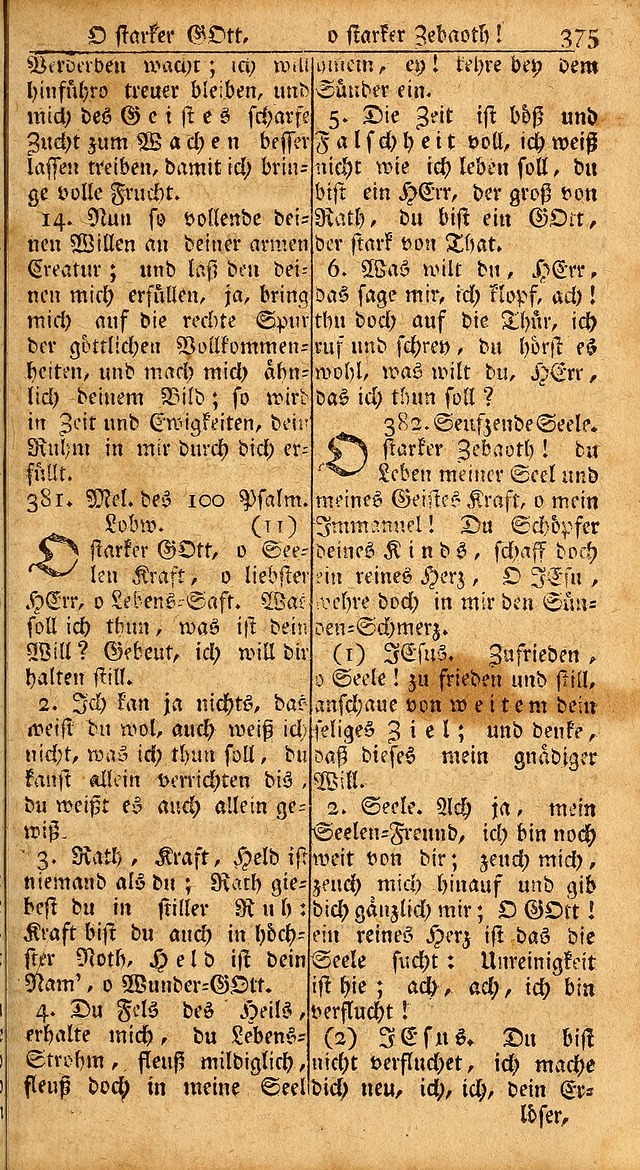 Das Kleine Davidische Psalterspiel der Kinder Zions: von alten und neuen auserlesenen Geistes-Gesängen allen wahren heils-begierigen säuglingen der weisheit, infonderheit aber denen Gemeinden ... page 375