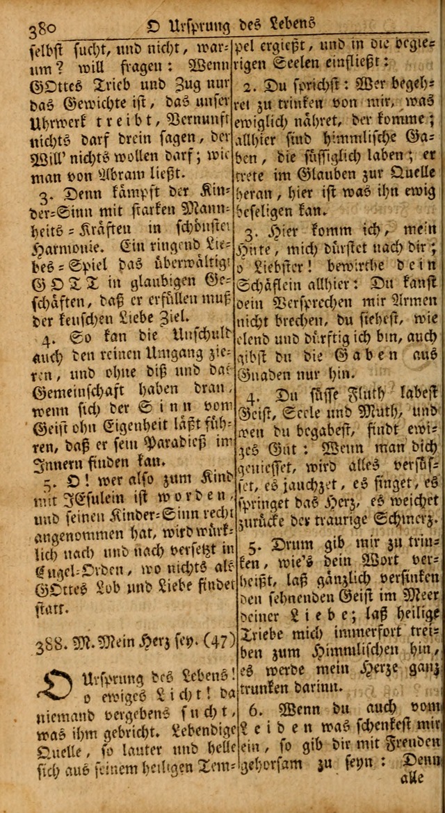 Das Kleine Davidische Psalterspiel der Kinder Zions: von alten und neuen auserlesenen Geistes-Gesängen allen wahren heils-begierigen säuglingen der weisheit, infonderheit aber denen Gemeinden ... page 380