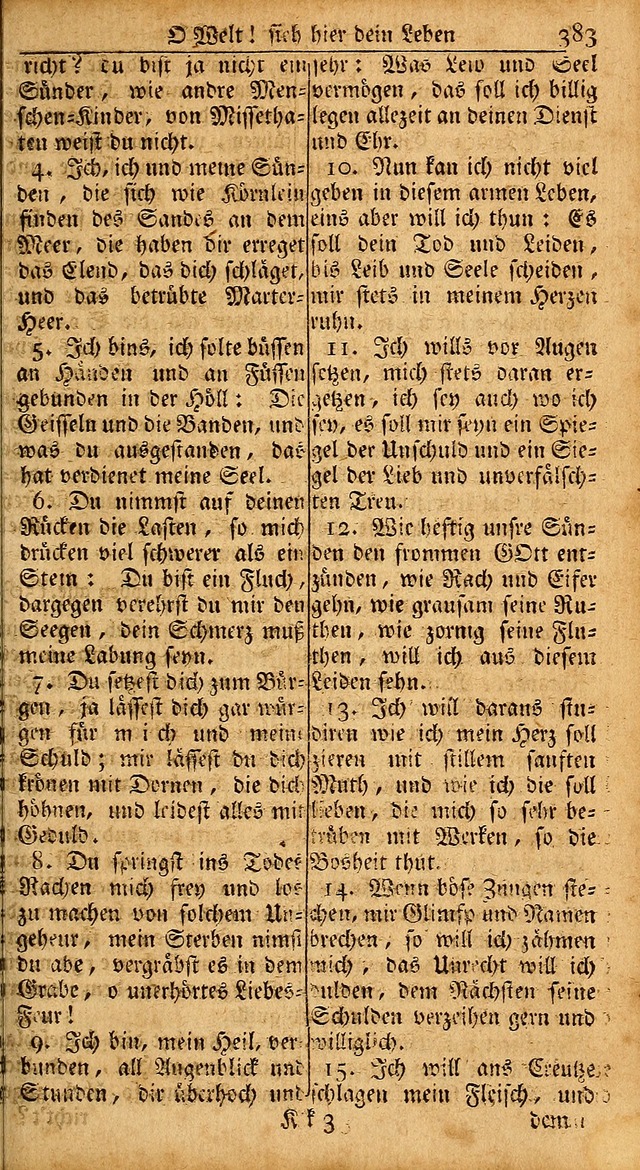 Das Kleine Davidische Psalterspiel der Kinder Zions: von alten und neuen auserlesenen Geistes-Gesängen allen wahren heils-begierigen säuglingen der weisheit, infonderheit aber denen Gemeinden ... page 383