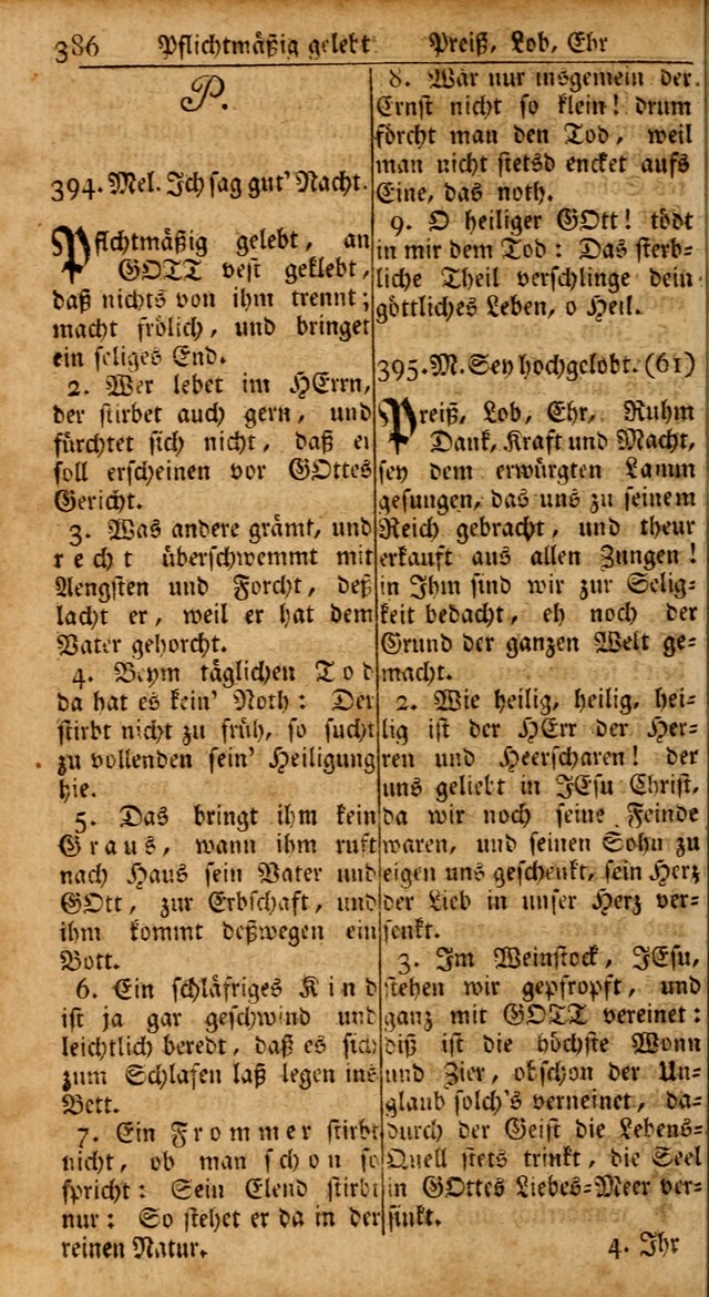 Das Kleine Davidische Psalterspiel der Kinder Zions: von alten und neuen auserlesenen Geistes-Gesängen allen wahren heils-begierigen säuglingen der weisheit, infonderheit aber denen Gemeinden ... page 386