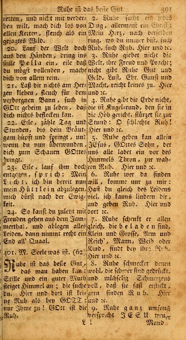 Das Kleine Davidische Psalterspiel der Kinder Zions: von alten und neuen auserlesenen Geistes-Gesängen allen wahren heils-begierigen säuglingen der weisheit, infonderheit aber denen Gemeinden ... page 391