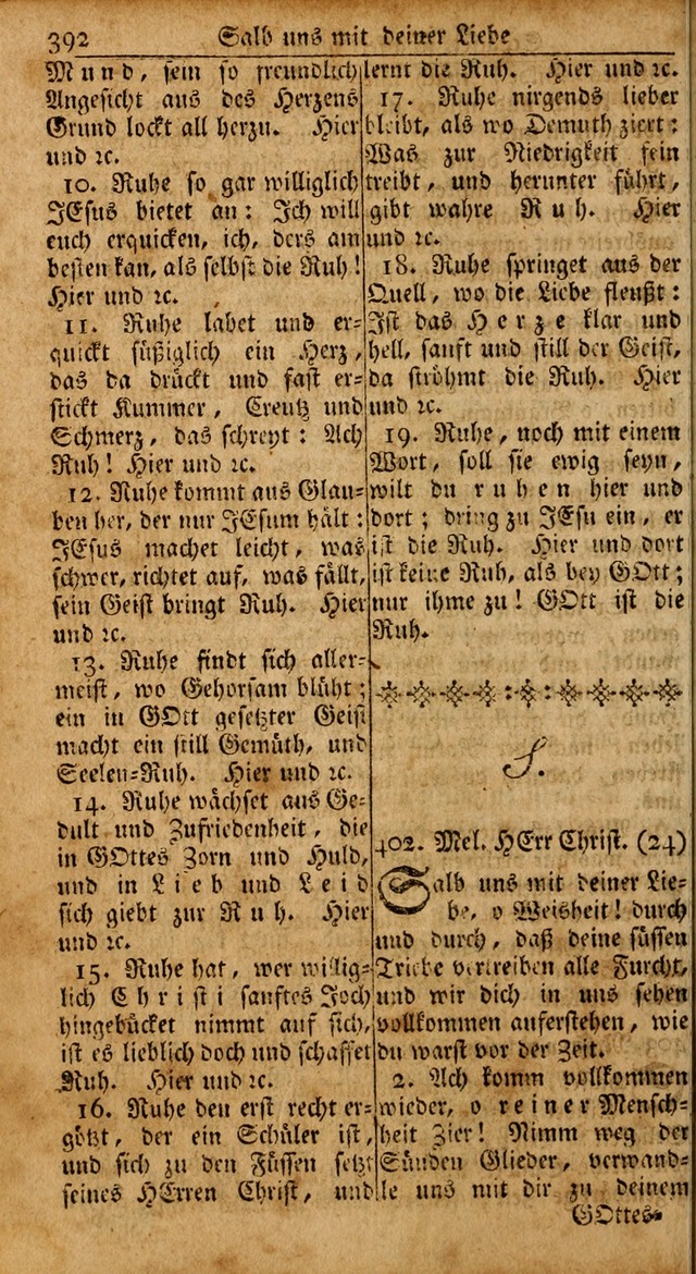 Das Kleine Davidische Psalterspiel der Kinder Zions: von alten und neuen auserlesenen Geistes-Gesängen allen wahren heils-begierigen säuglingen der weisheit, infonderheit aber denen Gemeinden ... page 392