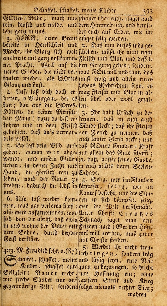 Das Kleine Davidische Psalterspiel der Kinder Zions: von alten und neuen auserlesenen Geistes-Gesängen allen wahren heils-begierigen säuglingen der weisheit, infonderheit aber denen Gemeinden ... page 393