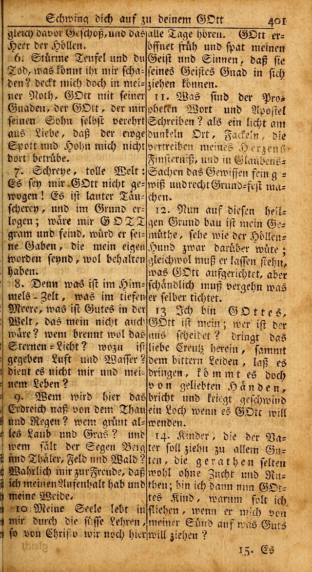 Das Kleine Davidische Psalterspiel der Kinder Zions: von alten und neuen auserlesenen Geistes-Gesängen allen wahren heils-begierigen säuglingen der weisheit, infonderheit aber denen Gemeinden ... page 401