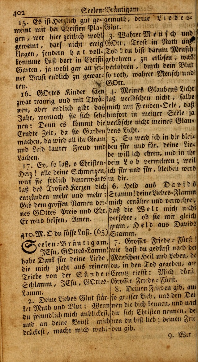 Das Kleine Davidische Psalterspiel der Kinder Zions: von alten und neuen auserlesenen Geistes-Gesängen allen wahren heils-begierigen säuglingen der weisheit, infonderheit aber denen Gemeinden ... page 402