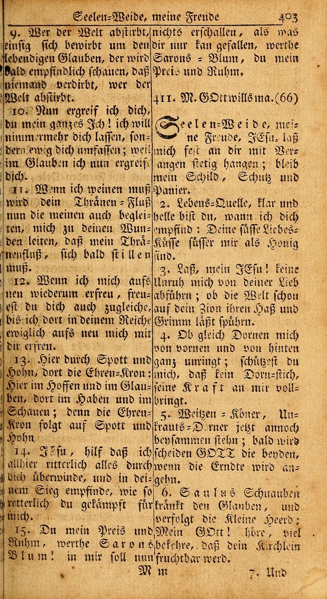 Das Kleine Davidische Psalterspiel der Kinder Zions: von alten und neuen auserlesenen Geistes-Gesängen allen wahren heils-begierigen säuglingen der weisheit, infonderheit aber denen Gemeinden ... page 403