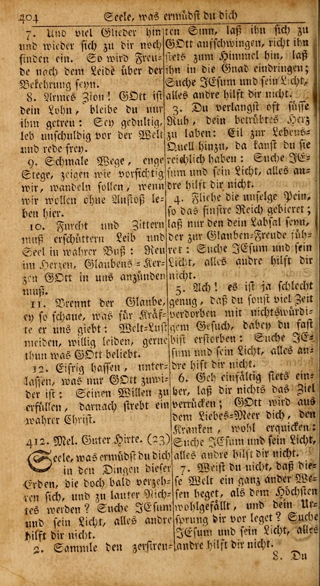 Das Kleine Davidische Psalterspiel der Kinder Zions: von alten und neuen auserlesenen Geistes-Gesängen allen wahren heils-begierigen säuglingen der weisheit, infonderheit aber denen Gemeinden ... page 404