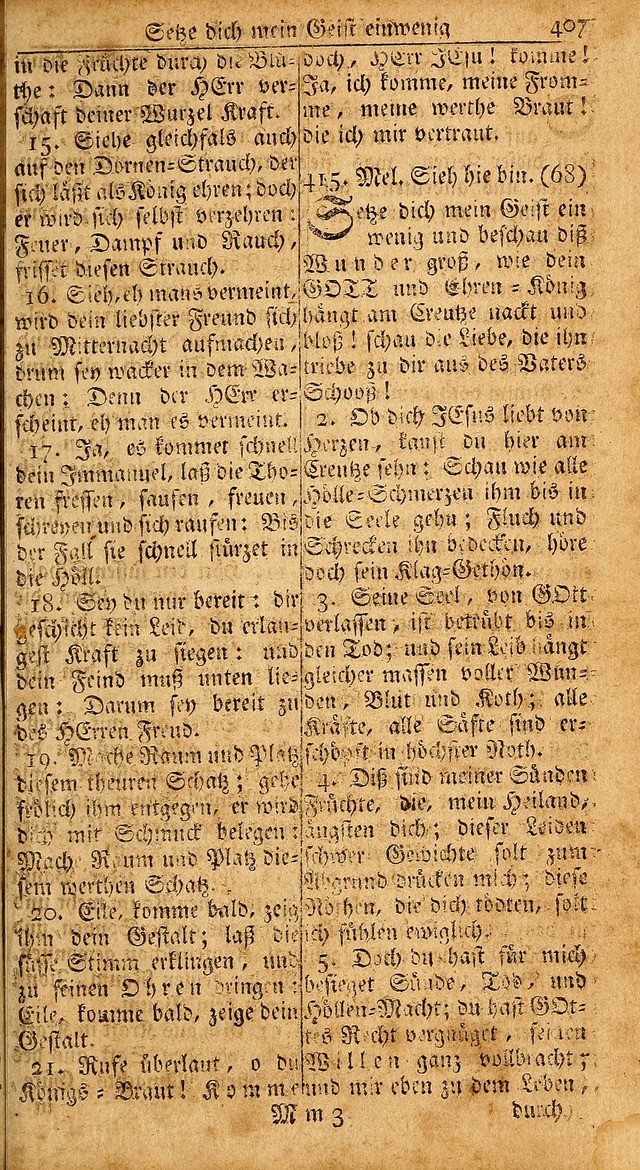 Das Kleine Davidische Psalterspiel der Kinder Zions: von alten und neuen auserlesenen Geistes-Gesängen allen wahren heils-begierigen säuglingen der weisheit, infonderheit aber denen Gemeinden ... page 407