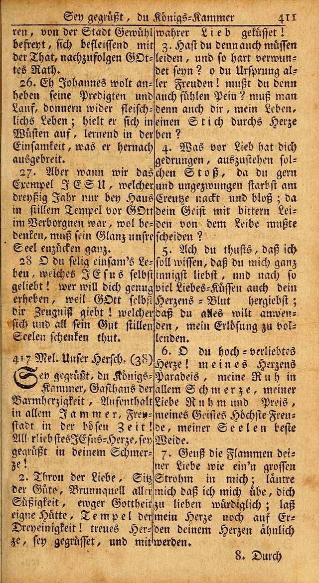 Das Kleine Davidische Psalterspiel der Kinder Zions: von alten und neuen auserlesenen Geistes-Gesängen allen wahren heils-begierigen säuglingen der weisheit, infonderheit aber denen Gemeinden ... page 411