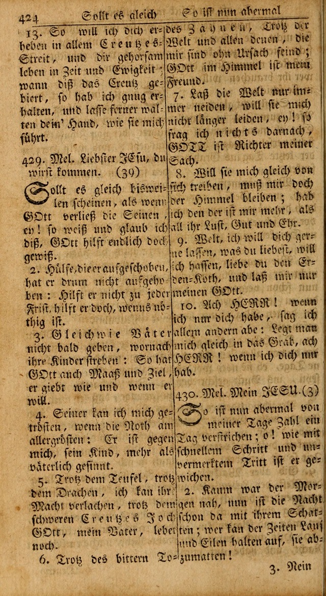 Das Kleine Davidische Psalterspiel der Kinder Zions: von alten und neuen auserlesenen Geistes-Gesängen allen wahren heils-begierigen säuglingen der weisheit, infonderheit aber denen Gemeinden ... page 424