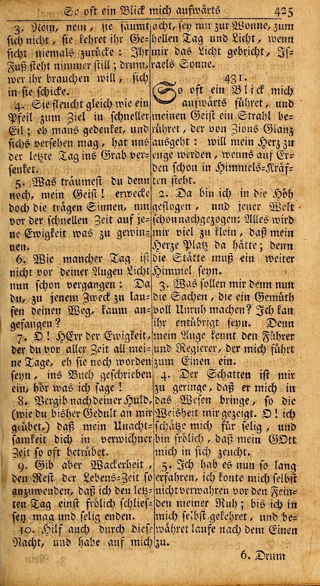 Das Kleine Davidische Psalterspiel der Kinder Zions: von alten und neuen auserlesenen Geistes-Gesängen allen wahren heils-begierigen säuglingen der weisheit, infonderheit aber denen Gemeinden ... page 425