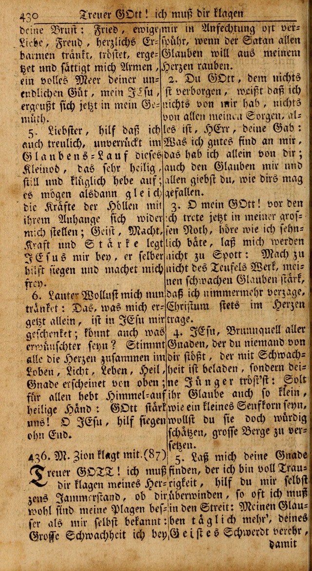 Das Kleine Davidische Psalterspiel der Kinder Zions: von alten und neuen auserlesenen Geistes-Gesängen allen wahren heils-begierigen säuglingen der weisheit, infonderheit aber denen Gemeinden ... page 430