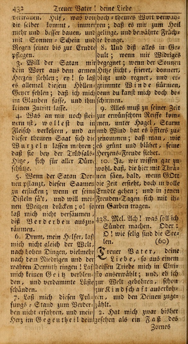 Das Kleine Davidische Psalterspiel der Kinder Zions: von alten und neuen auserlesenen Geistes-Gesängen allen wahren heils-begierigen säuglingen der weisheit, infonderheit aber denen Gemeinden ... page 432