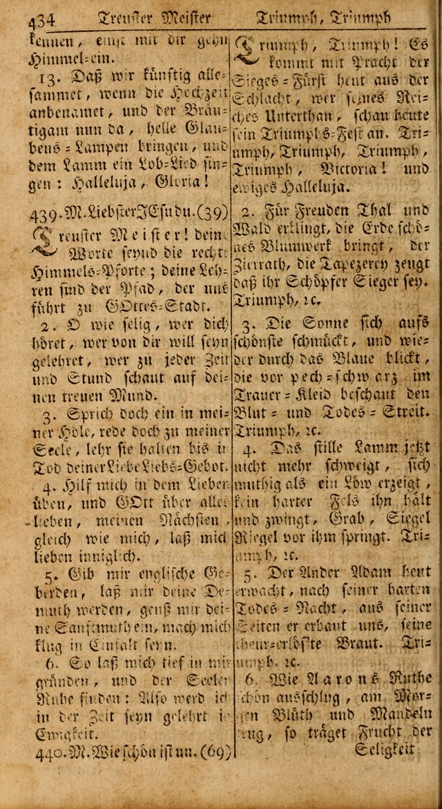 Das Kleine Davidische Psalterspiel der Kinder Zions: von alten und neuen auserlesenen Geistes-Gesängen allen wahren heils-begierigen säuglingen der weisheit, infonderheit aber denen Gemeinden ... page 434