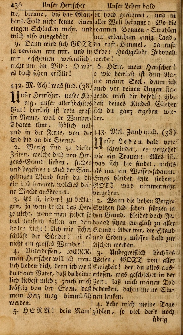 Das Kleine Davidische Psalterspiel der Kinder Zions: von alten und neuen auserlesenen Geistes-Gesängen allen wahren heils-begierigen säuglingen der weisheit, infonderheit aber denen Gemeinden ... page 436