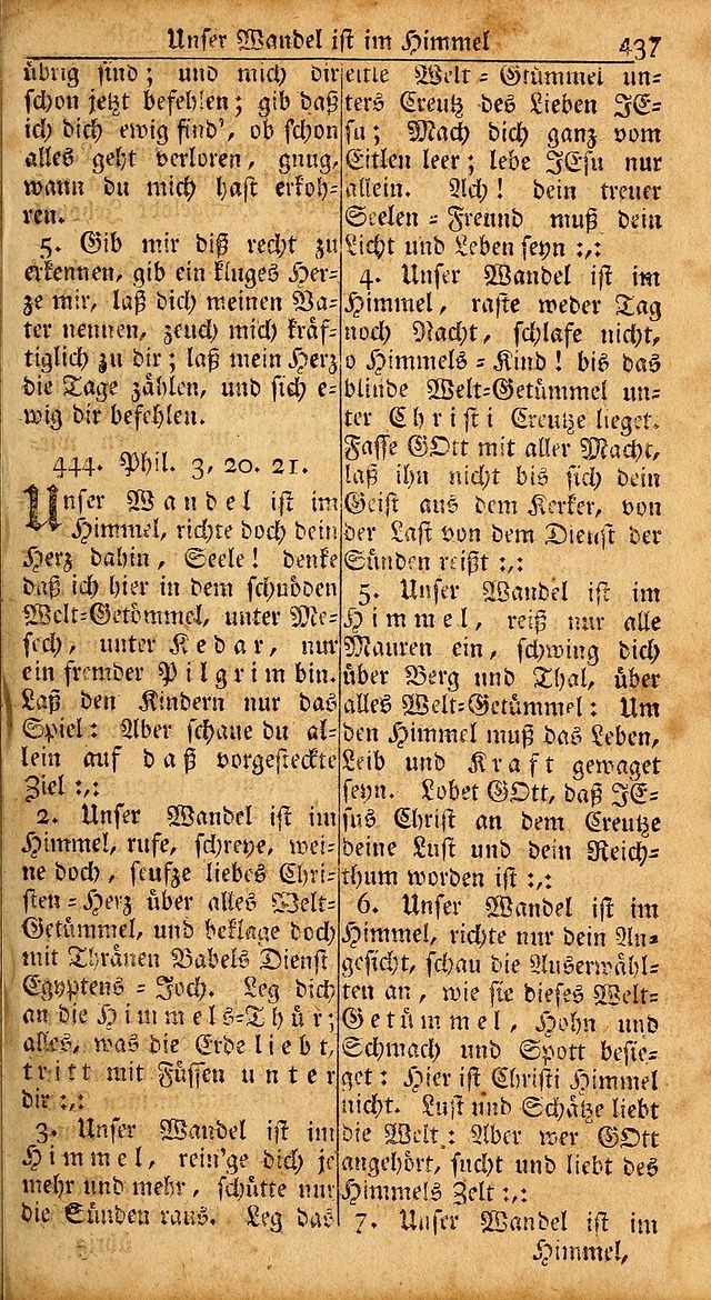 Das Kleine Davidische Psalterspiel der Kinder Zions: von alten und neuen auserlesenen Geistes-Gesängen allen wahren heils-begierigen säuglingen der weisheit, infonderheit aber denen Gemeinden ... page 437