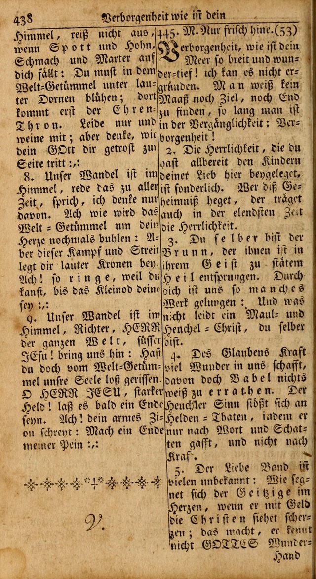 Das Kleine Davidische Psalterspiel der Kinder Zions: von alten und neuen auserlesenen Geistes-Gesängen allen wahren heils-begierigen säuglingen der weisheit, infonderheit aber denen Gemeinden ... page 438