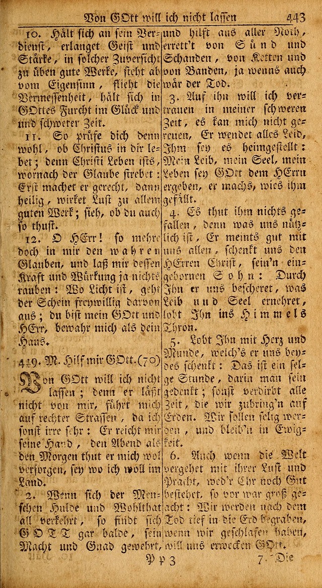 Das Kleine Davidische Psalterspiel der Kinder Zions: von alten und neuen auserlesenen Geistes-Gesängen allen wahren heils-begierigen säuglingen der weisheit, infonderheit aber denen Gemeinden ... page 443