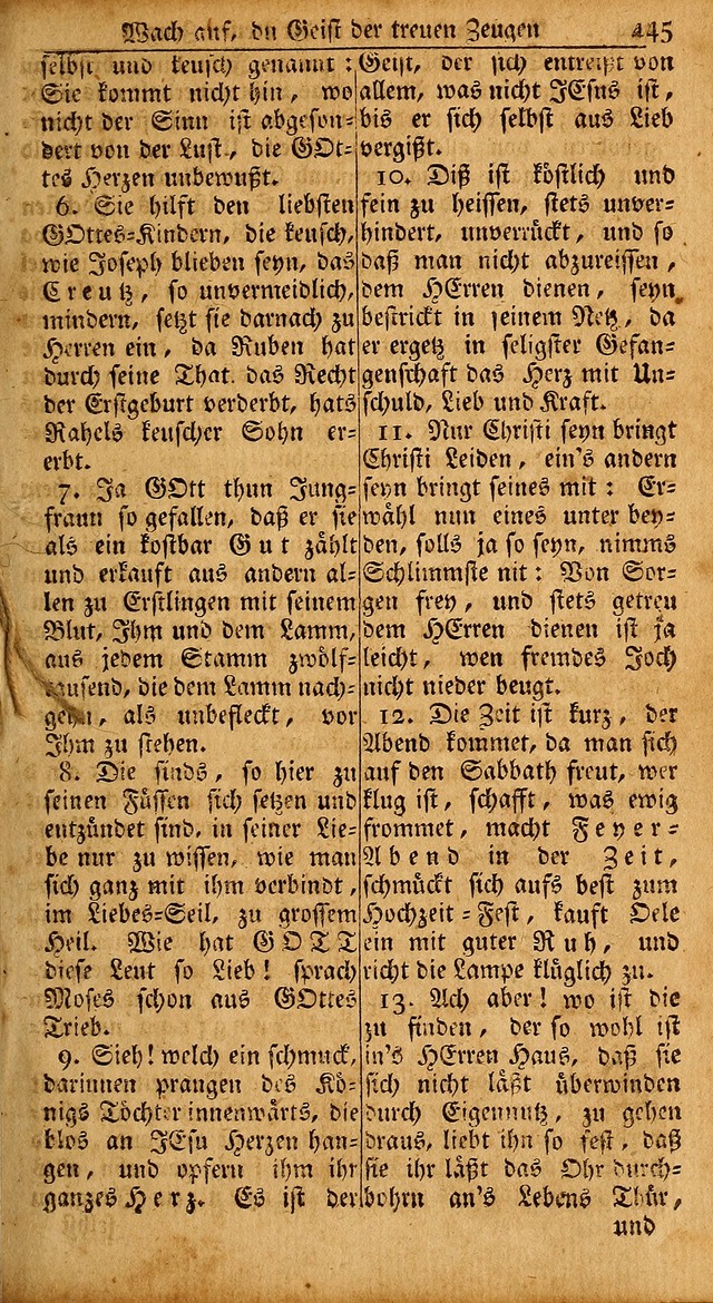 Das Kleine Davidische Psalterspiel der Kinder Zions: von alten und neuen auserlesenen Geistes-Gesängen allen wahren heils-begierigen säuglingen der weisheit, infonderheit aber denen Gemeinden ... page 445