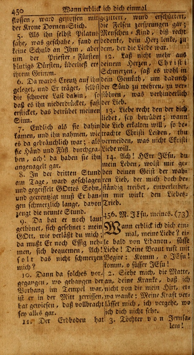 Das Kleine Davidische Psalterspiel der Kinder Zions: von alten und neuen auserlesenen Geistes-Gesängen allen wahren heils-begierigen säuglingen der weisheit, infonderheit aber denen Gemeinden ... page 450