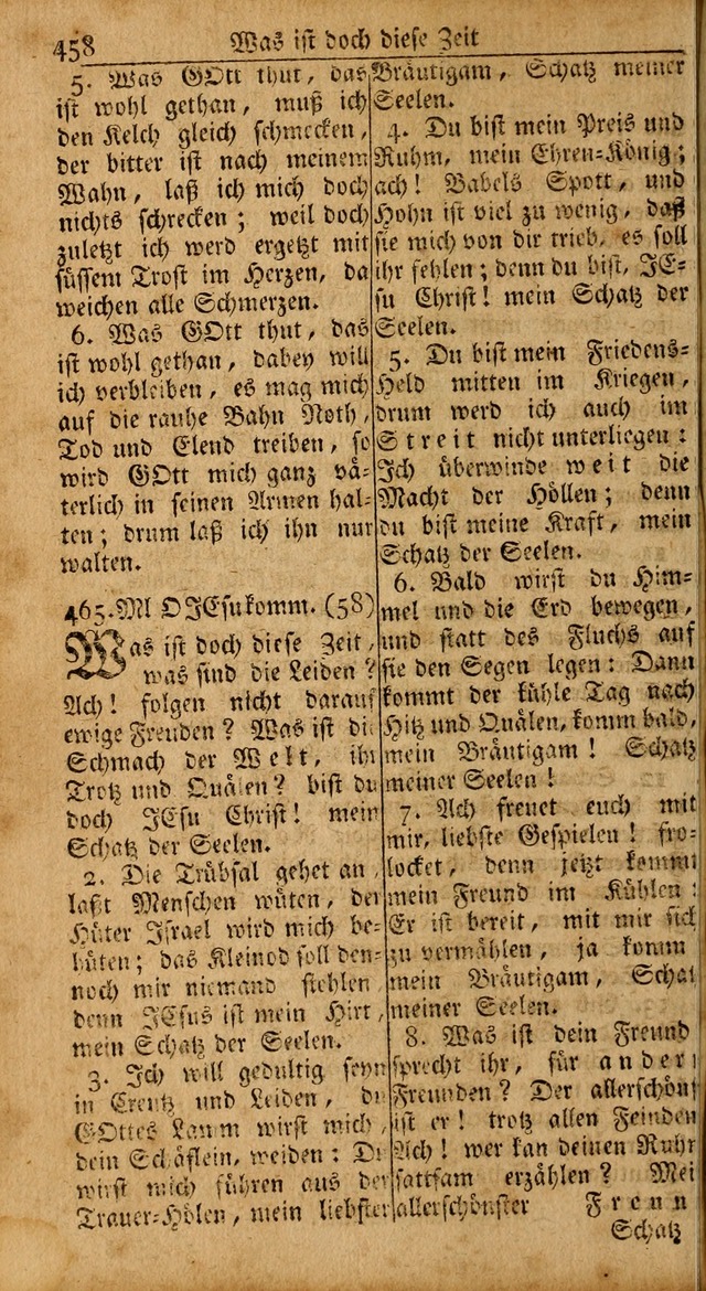 Das Kleine Davidische Psalterspiel der Kinder Zions: von alten und neuen auserlesenen Geistes-Gesängen allen wahren heils-begierigen säuglingen der weisheit, infonderheit aber denen Gemeinden ... page 458