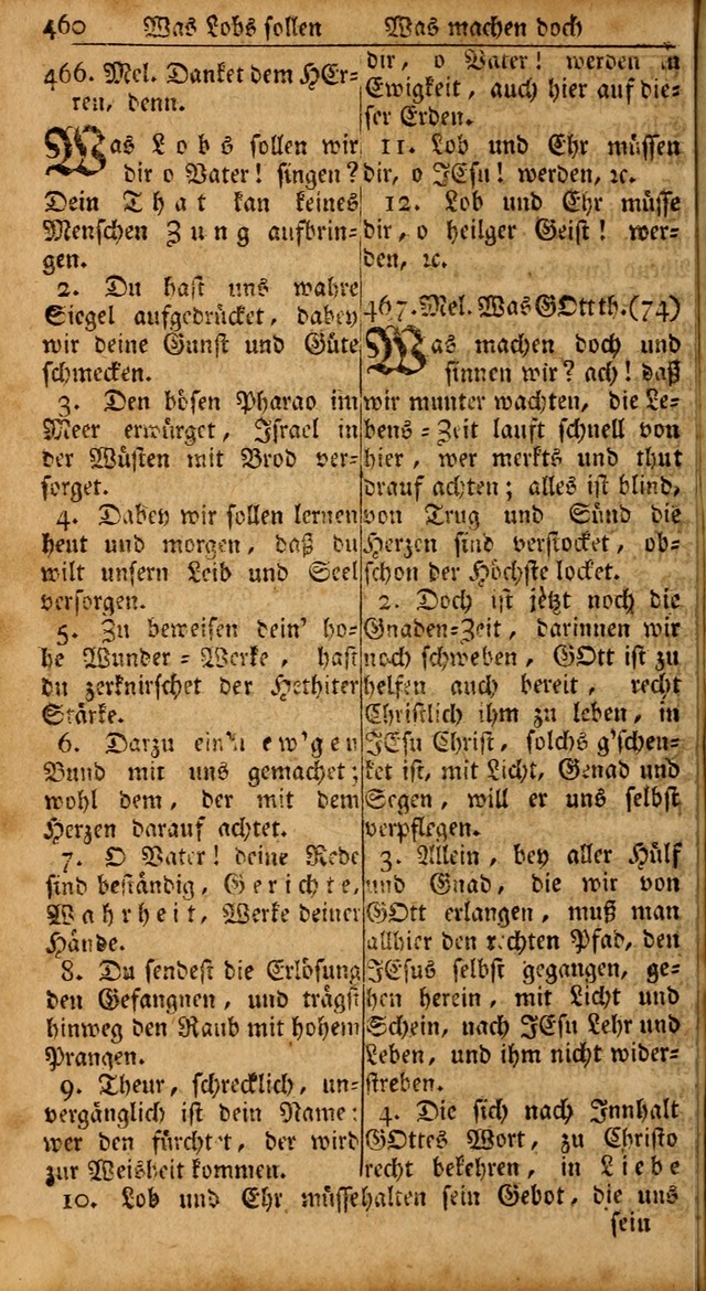 Das Kleine Davidische Psalterspiel der Kinder Zions: von alten und neuen auserlesenen Geistes-Gesängen allen wahren heils-begierigen säuglingen der weisheit, infonderheit aber denen Gemeinden ... page 460