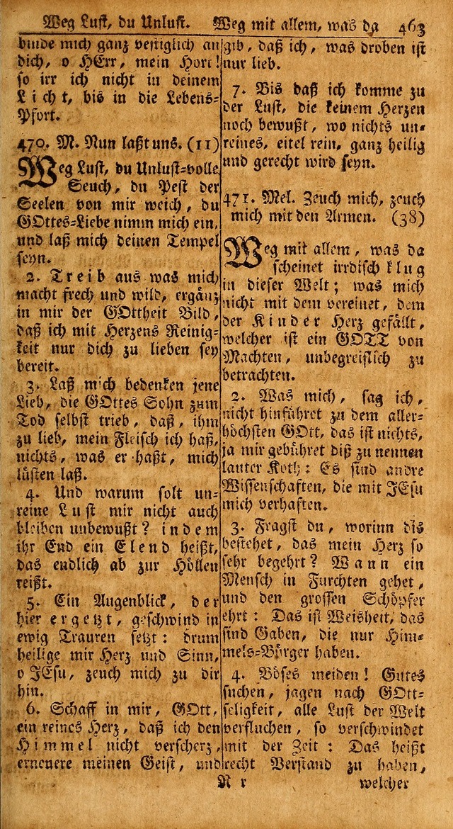 Das Kleine Davidische Psalterspiel der Kinder Zions: von alten und neuen auserlesenen Geistes-Gesängen allen wahren heils-begierigen säuglingen der weisheit, infonderheit aber denen Gemeinden ... page 463