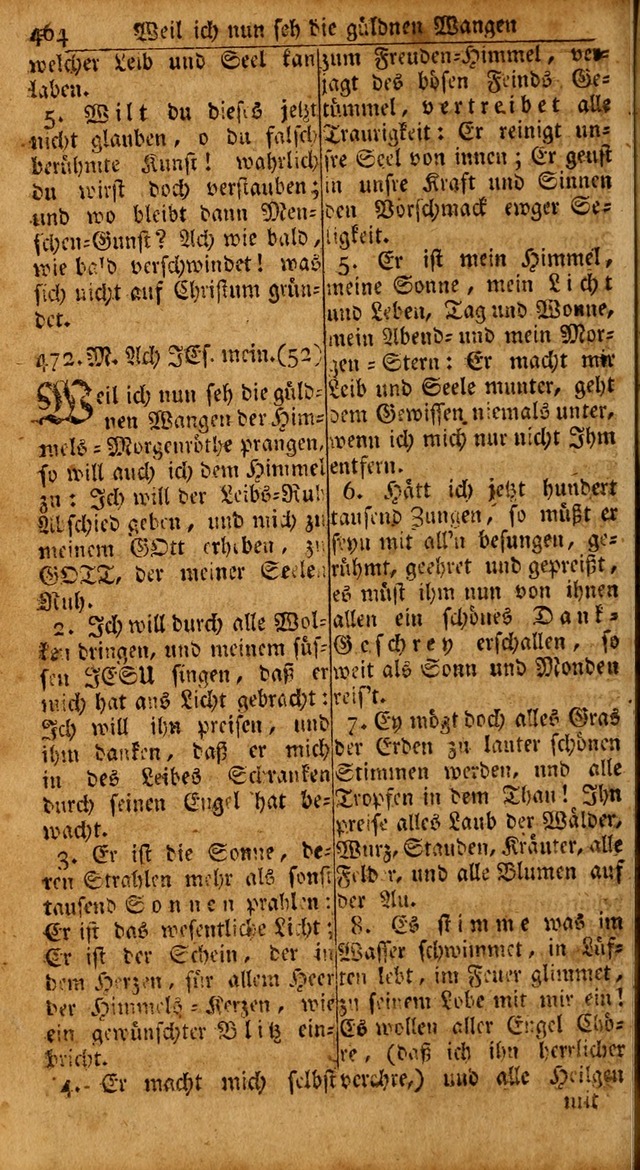 Das Kleine Davidische Psalterspiel der Kinder Zions: von alten und neuen auserlesenen Geistes-Gesängen allen wahren heils-begierigen säuglingen der weisheit, infonderheit aber denen Gemeinden ... page 464