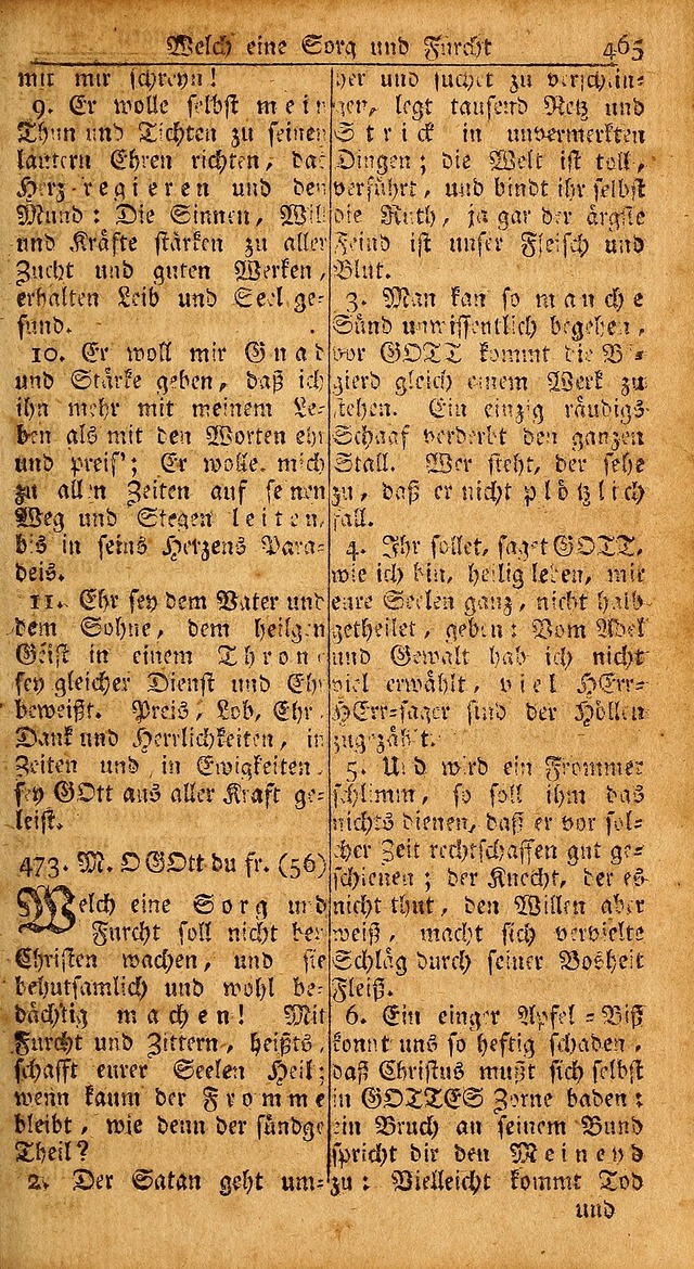 Das Kleine Davidische Psalterspiel der Kinder Zions: von alten und neuen auserlesenen Geistes-Gesängen allen wahren heils-begierigen säuglingen der weisheit, infonderheit aber denen Gemeinden ... page 465