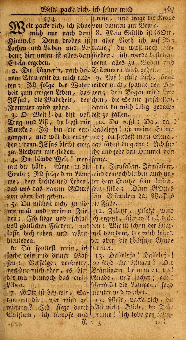 Das Kleine Davidische Psalterspiel der Kinder Zions: von alten und neuen auserlesenen Geistes-Gesängen allen wahren heils-begierigen säuglingen der weisheit, infonderheit aber denen Gemeinden ... page 467