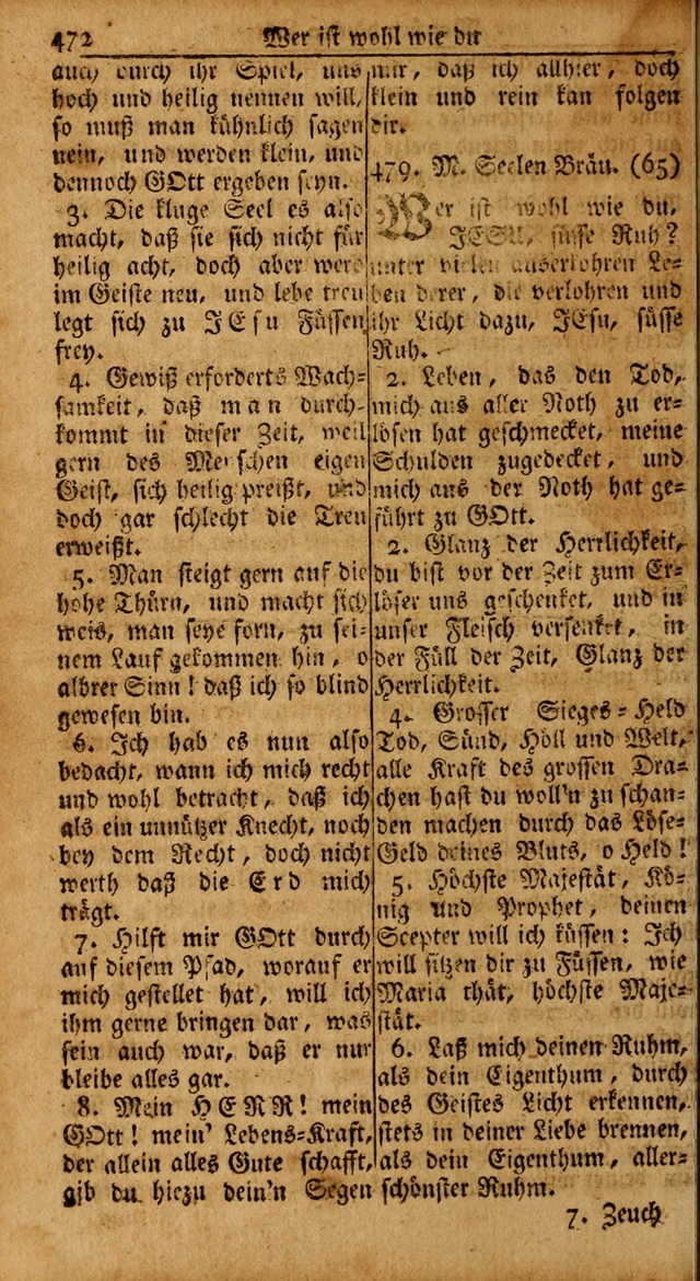 Das Kleine Davidische Psalterspiel der Kinder Zions: von alten und neuen auserlesenen Geistes-Gesängen allen wahren heils-begierigen säuglingen der weisheit, infonderheit aber denen Gemeinden ... page 472