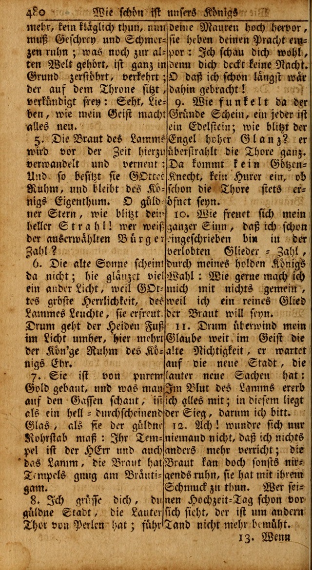 Das Kleine Davidische Psalterspiel der Kinder Zions: von alten und neuen auserlesenen Geistes-Gesängen allen wahren heils-begierigen säuglingen der weisheit, infonderheit aber denen Gemeinden ... page 480