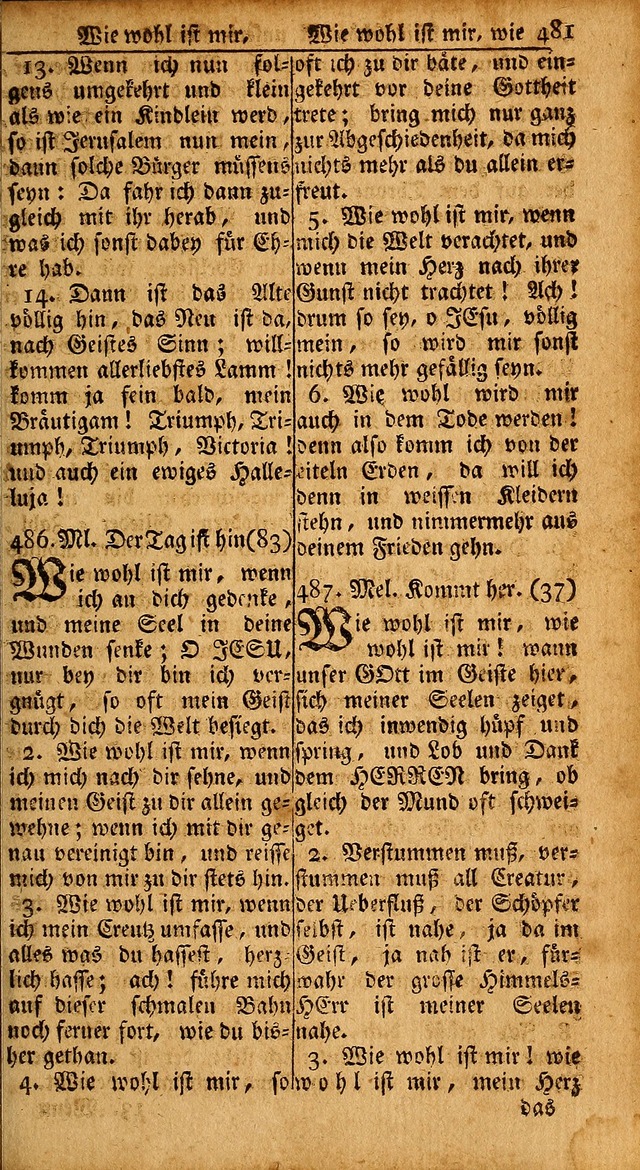 Das Kleine Davidische Psalterspiel der Kinder Zions: von alten und neuen auserlesenen Geistes-Gesängen allen wahren heils-begierigen säuglingen der weisheit, infonderheit aber denen Gemeinden ... page 481