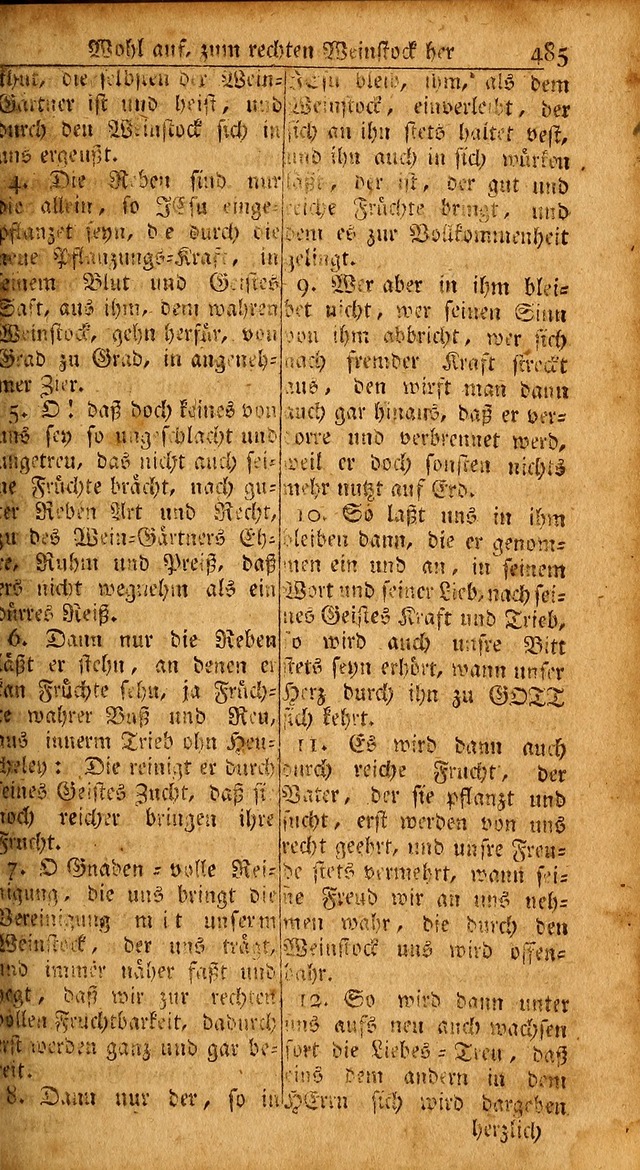 Das Kleine Davidische Psalterspiel der Kinder Zions: von alten und neuen auserlesenen Geistes-Gesängen allen wahren heils-begierigen säuglingen der weisheit, infonderheit aber denen Gemeinden ... page 485