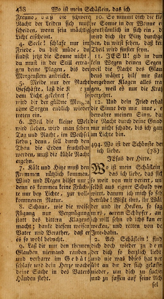 Das Kleine Davidische Psalterspiel der Kinder Zions: von alten und neuen auserlesenen Geistes-Gesängen allen wahren heils-begierigen säuglingen der weisheit, infonderheit aber denen Gemeinden ... page 488