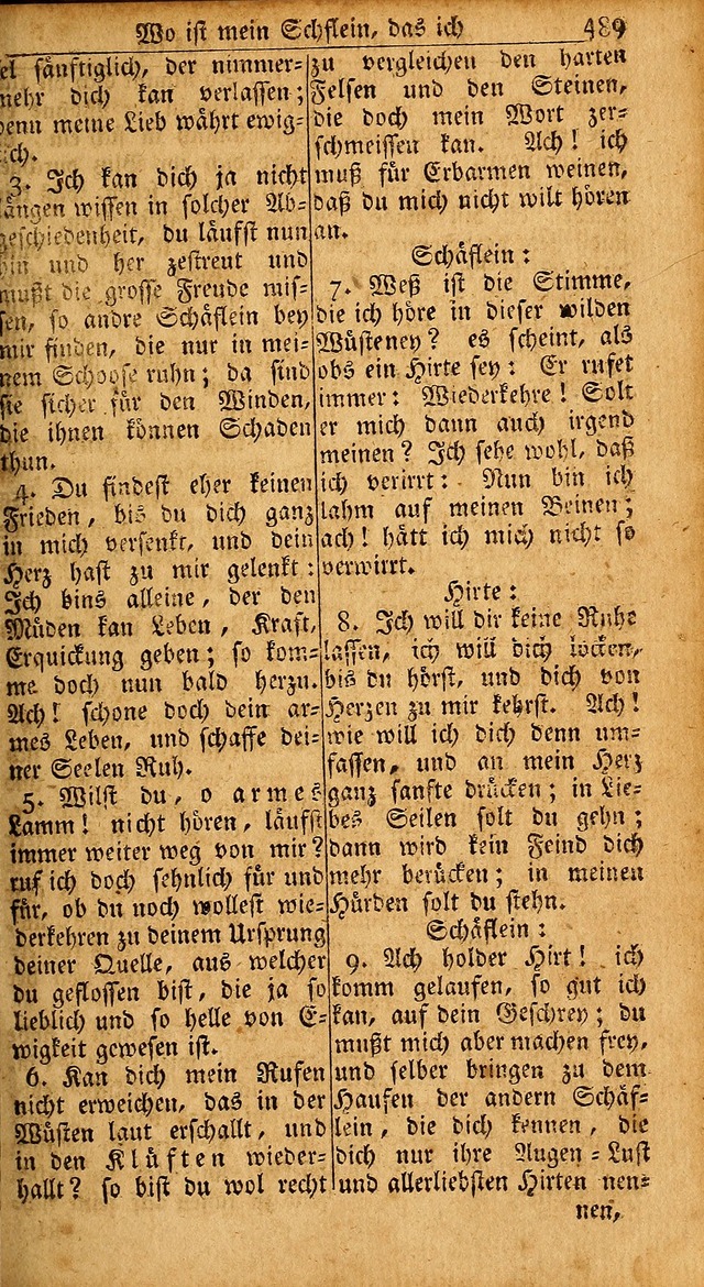 Das Kleine Davidische Psalterspiel der Kinder Zions: von alten und neuen auserlesenen Geistes-Gesängen allen wahren heils-begierigen säuglingen der weisheit, infonderheit aber denen Gemeinden ... page 489