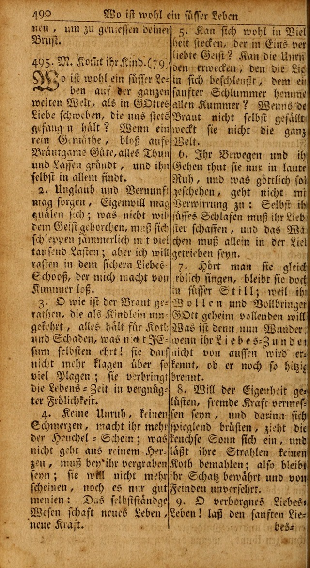 Das Kleine Davidische Psalterspiel der Kinder Zions: von alten und neuen auserlesenen Geistes-Gesängen allen wahren heils-begierigen säuglingen der weisheit, infonderheit aber denen Gemeinden ... page 490