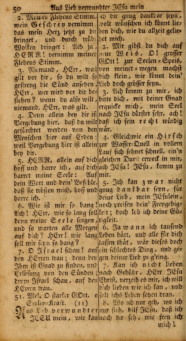 Das Kleine Davidische Psalterspiel der Kinder Zions: von alten und neuen auserlesenen Geistes-Gesängen allen wahren heils-begierigen säuglingen der weisheit, infonderheit aber denen Gemeinden ... page 50