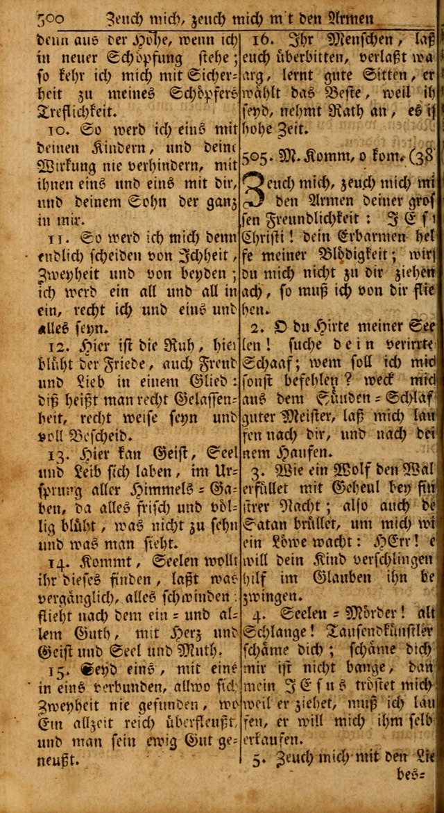 Das Kleine Davidische Psalterspiel der Kinder Zions: von alten und neuen auserlesenen Geistes-Gesängen allen wahren heils-begierigen säuglingen der weisheit, infonderheit aber denen Gemeinden ... page 500