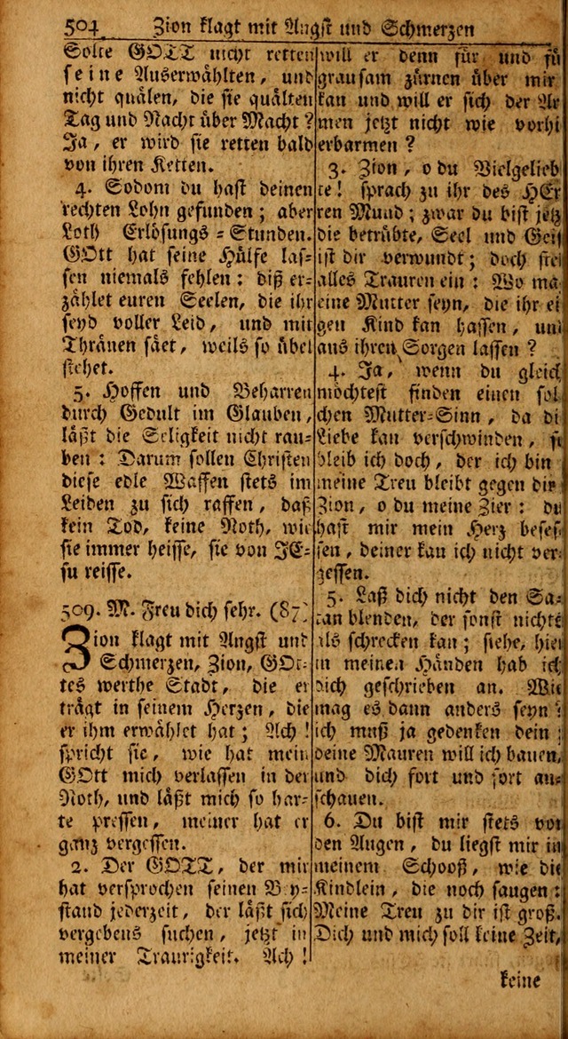 Das Kleine Davidische Psalterspiel der Kinder Zions: von alten und neuen auserlesenen Geistes-Gesängen allen wahren heils-begierigen säuglingen der weisheit, infonderheit aber denen Gemeinden ... page 504