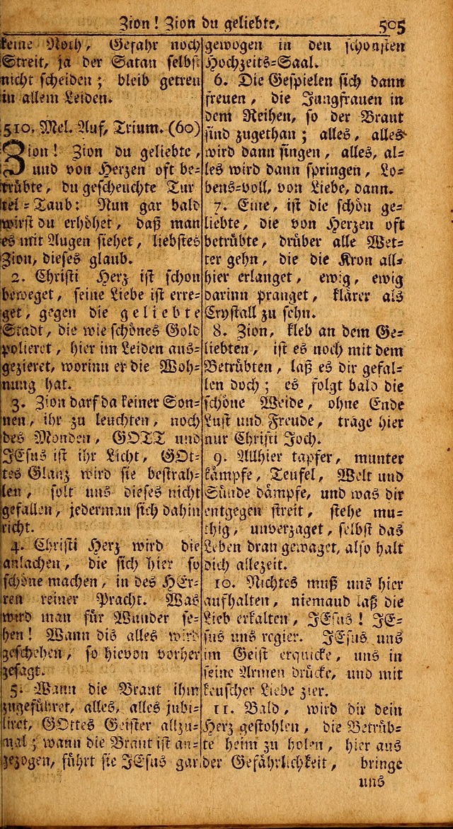 Das Kleine Davidische Psalterspiel der Kinder Zions: von alten und neuen auserlesenen Geistes-Gesängen allen wahren heils-begierigen säuglingen der weisheit, infonderheit aber denen Gemeinden ... page 505