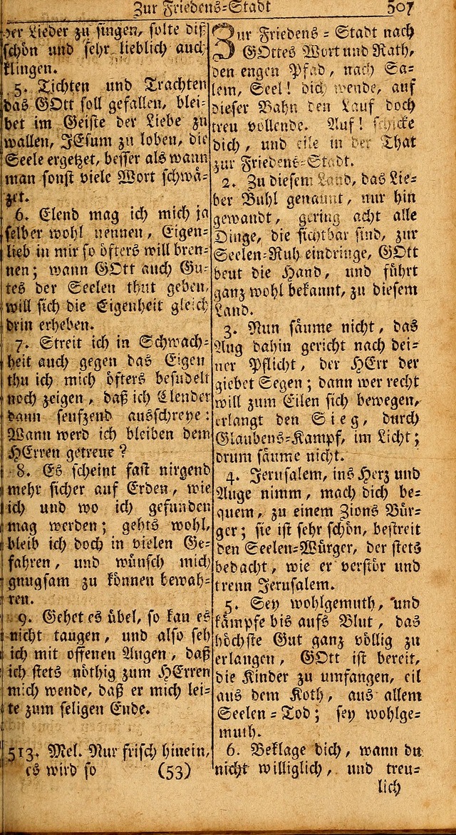 Das Kleine Davidische Psalterspiel der Kinder Zions: von alten und neuen auserlesenen Geistes-Gesängen allen wahren heils-begierigen säuglingen der weisheit, infonderheit aber denen Gemeinden ... page 507