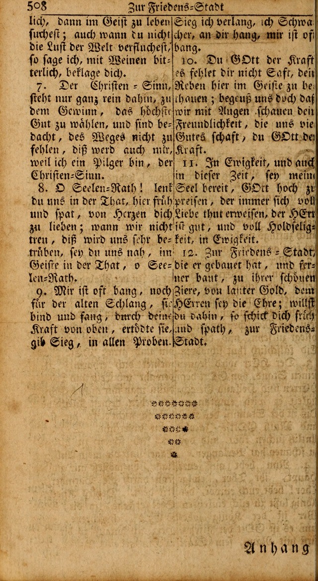 Das Kleine Davidische Psalterspiel der Kinder Zions: von alten und neuen auserlesenen Geistes-Gesängen allen wahren heils-begierigen säuglingen der weisheit, infonderheit aber denen Gemeinden ... page 508